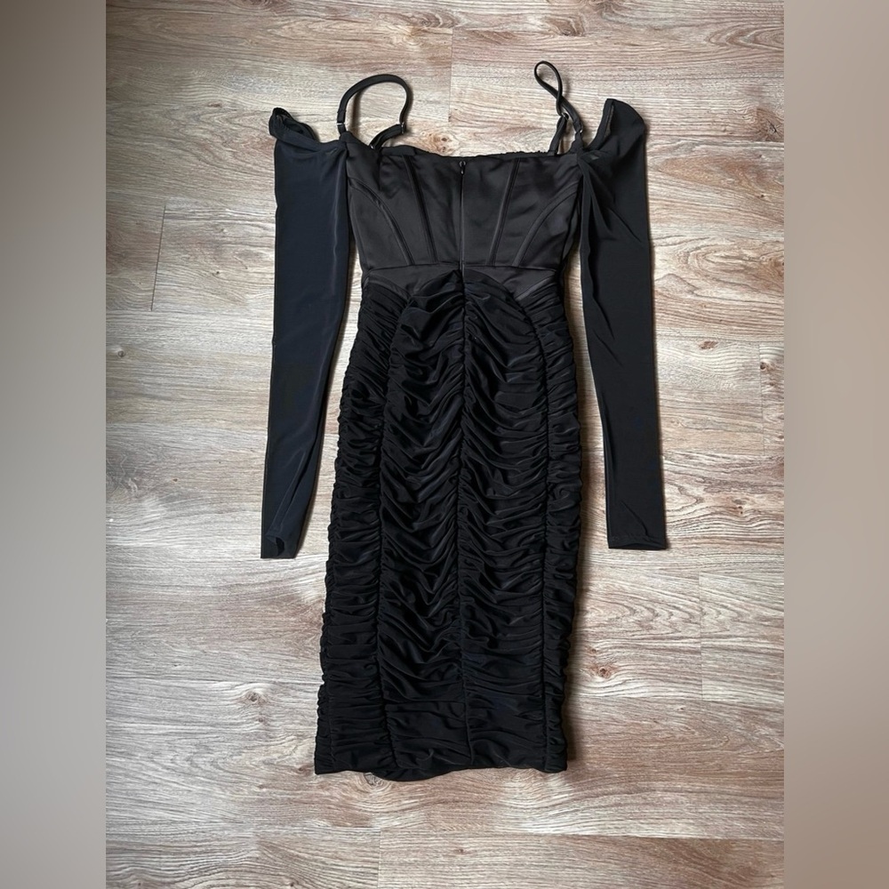 House Of CB Freyja Black Gathered Corset Dress Size XS - Picture 6 of 7